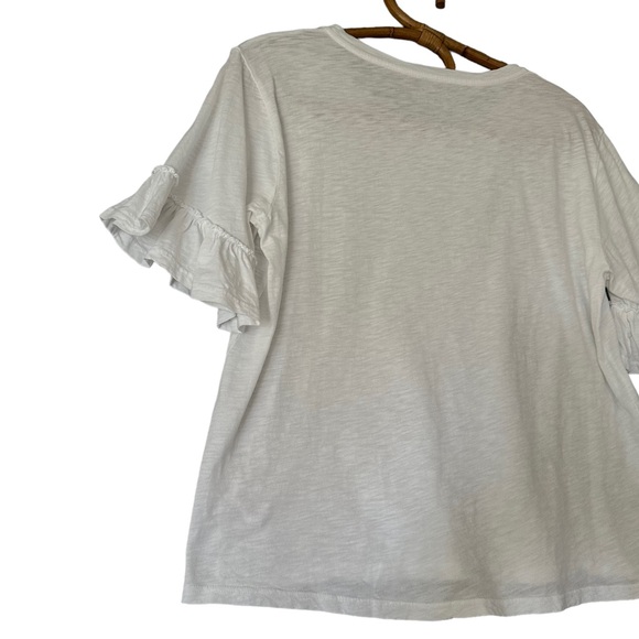Velvet by Graham & Spencer | White Vintage Slub Ruffle Sleeve Tee Size XS - Picture 5 of 11